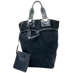 GUCCI VINTAGE S/S 2002 RUNWAY  TOP HANDLE BLACK SUEDE TOTE BAG (TOM FORD ERA)